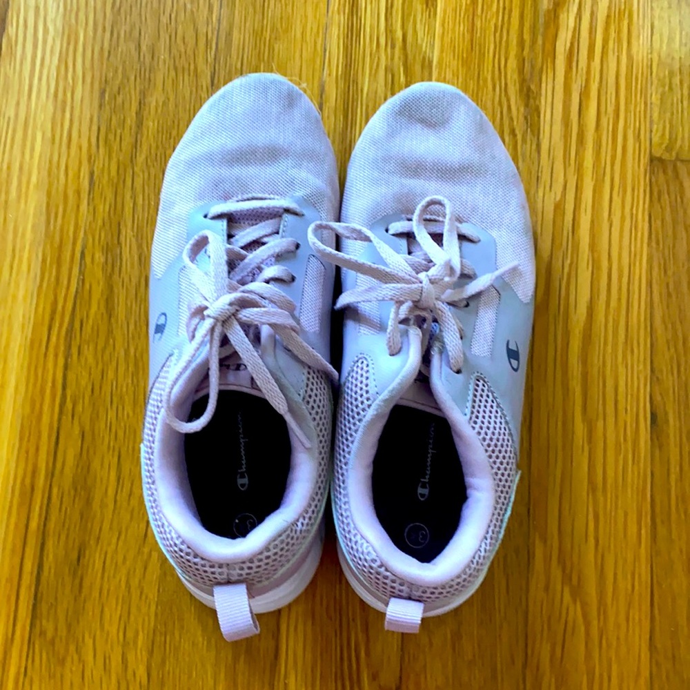 Size 3 1/2 girls purple champion sneakers.